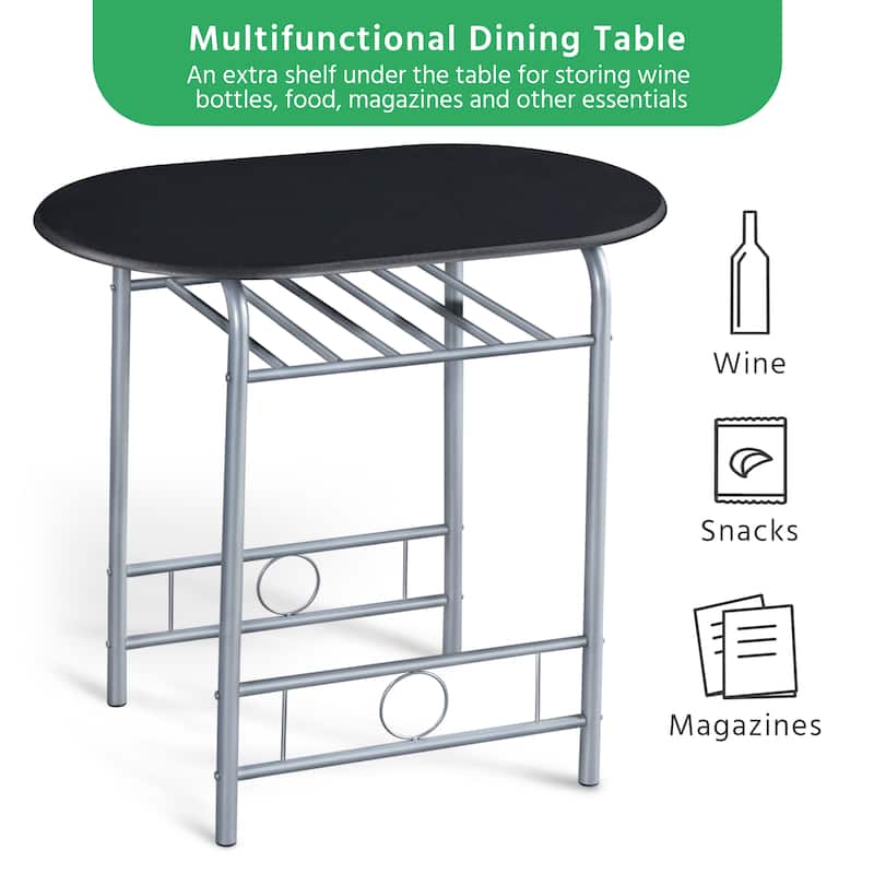 Yaheetech Modern Round Dining Table Set, 3 Piece Dining Room Sets for Kitchens, Apartments