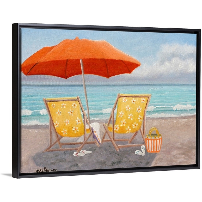 Orange Beach Umbrella Black Float Frame Canvas Art Free Black Float Frame Canvas Art