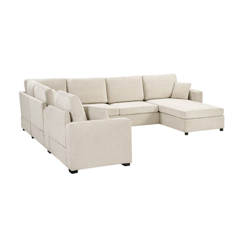 134.3" U-Shaped Chenille Sectional Sofa with Chaise