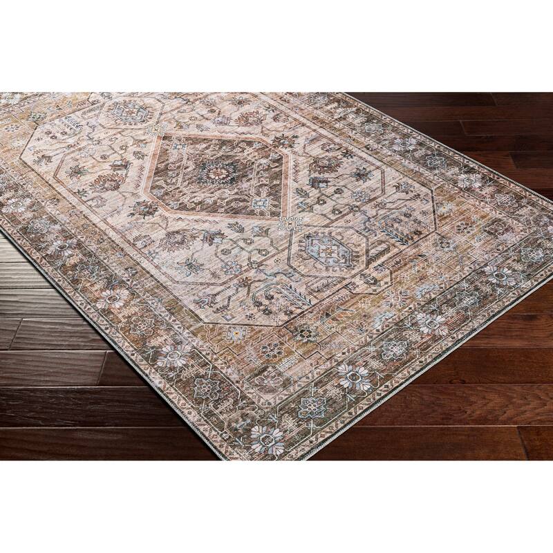 Livabliss Crispin Traditional Medallion Machine Washable Area Rug
