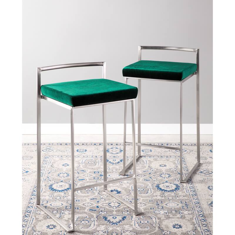 Silver Orchid Forrest Stainless Steel Stackable Fully Welded Counter Stool (Set of 3)