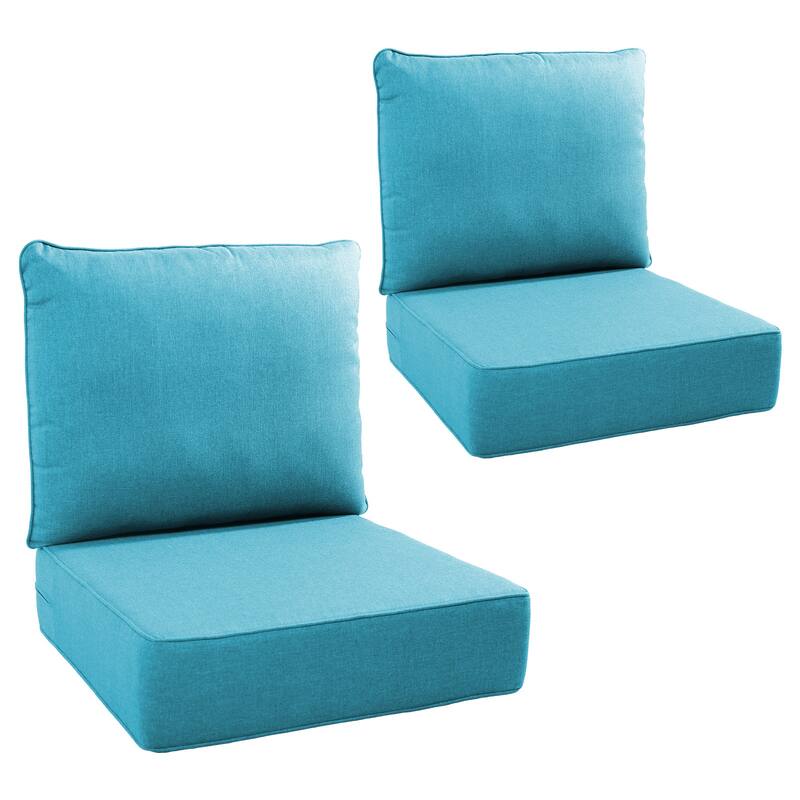 Gymojoy 24"x22"x6" Patio Thick Cushions & Pillows Set - Deep Seat Indoor/Outdoor Water & Fade Resistant - Two Sets - Pale Blue