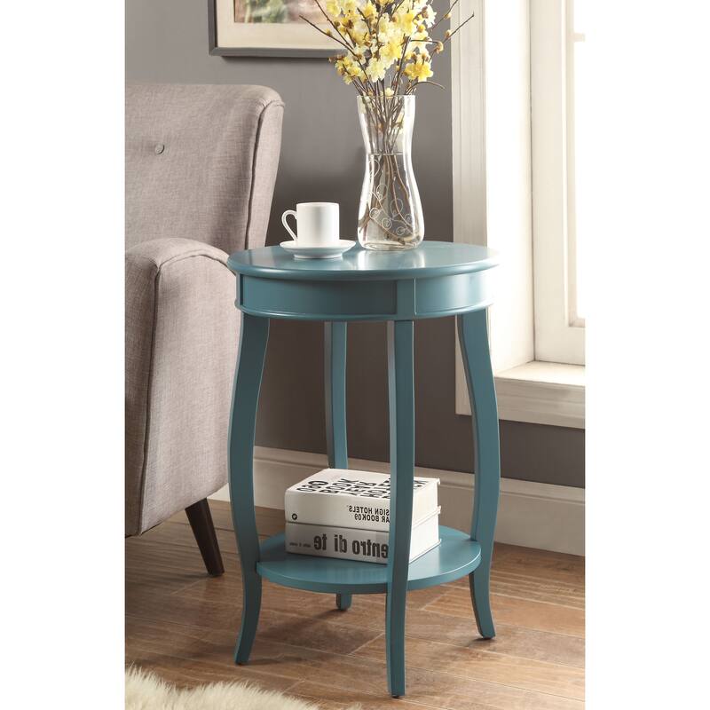 Clarissa Round Side Table with Bottom Shelf