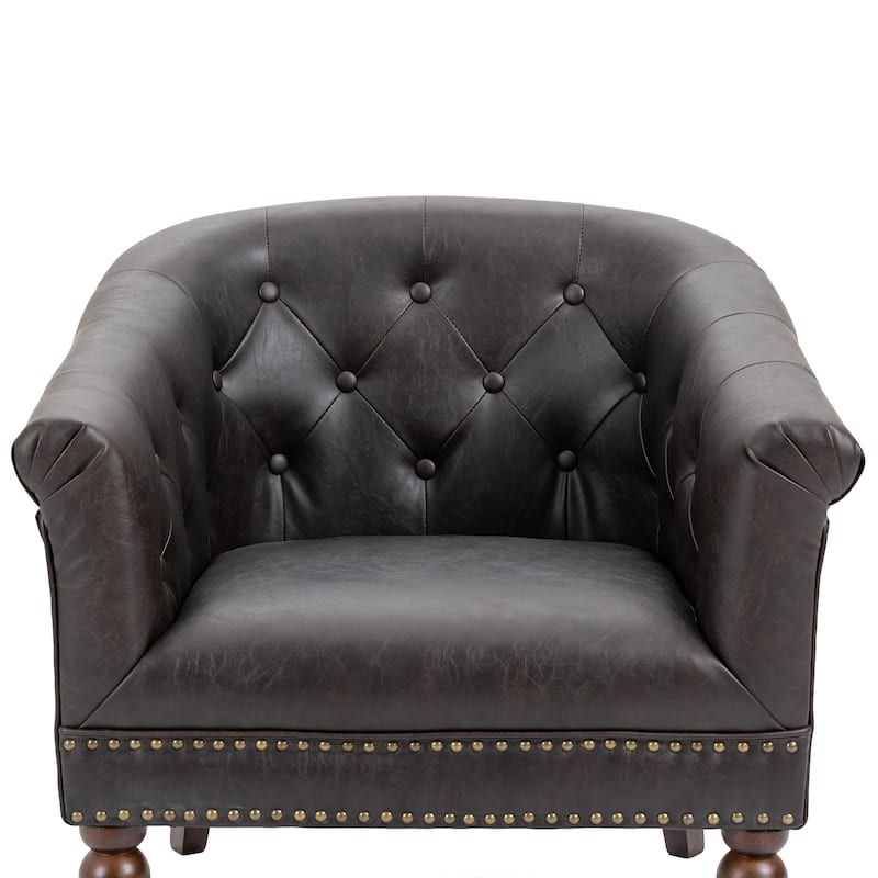 Alina Modern Tufted Tub Barrel Faux Leather Accent Chair
