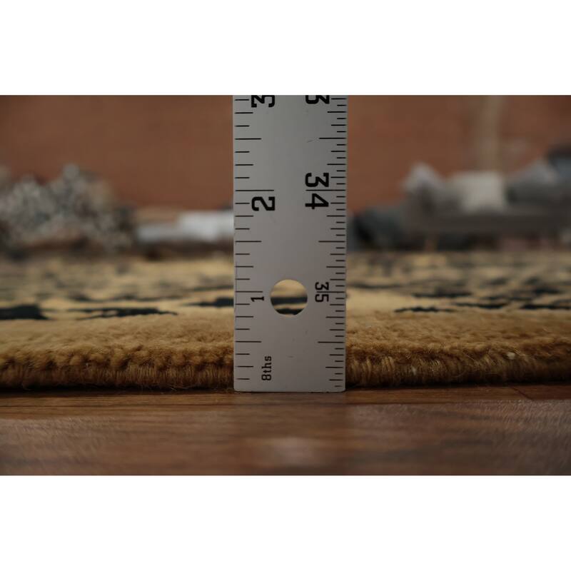 Hand Knotted Oriental 100% Wool Carpet Traditional Floral Yellow & Gold Nepalese Area Rug - 11' 10'' X 9' 0''