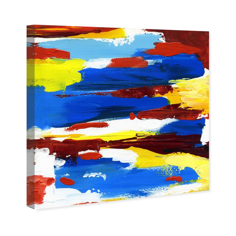 Wynwood Studio Prints Abstract Down the River Blue and Dark Blue Modern & Contemporary Wall Art Canvas Print