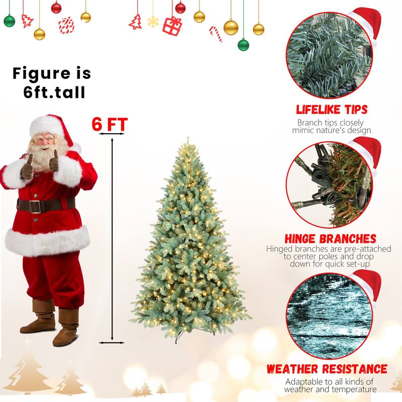 PE&PVC Green Christmas Tree with Lights - N/A