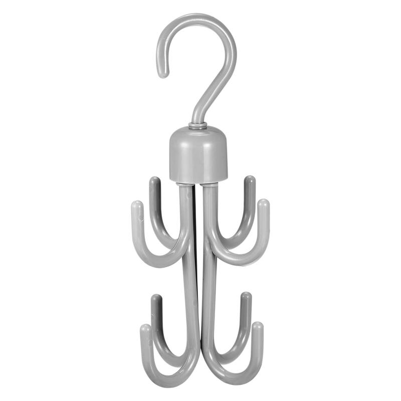 Closet Hook, Rotatable PP Storage Organizer 8 Hooks in 1, Gray