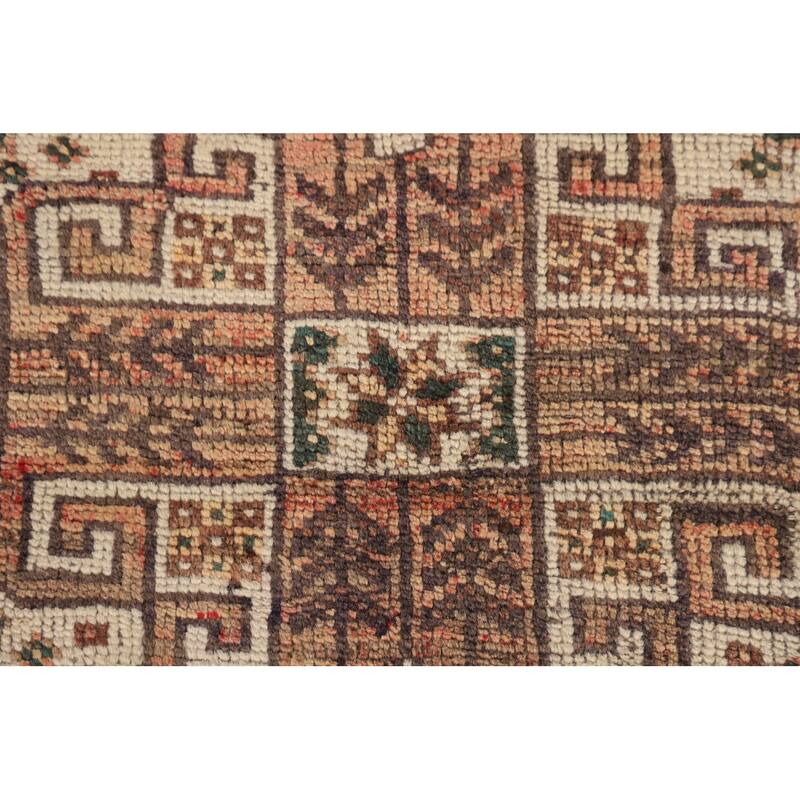 Tribal Geometric Qashqai Persian Antique Rug Hand-Knotted Wool Carpet - 5'0" x 7'11"