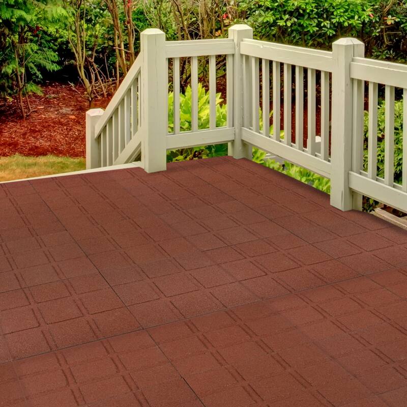 Pure Garden Rubber Deck Tiles 8-Pack - 28SQFT Outdoor Flooring Pavers