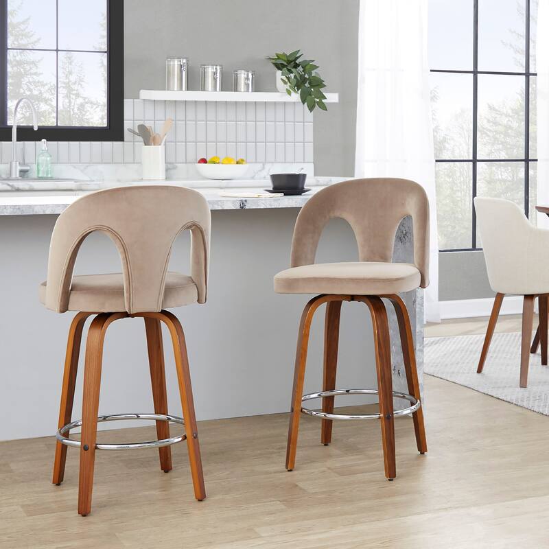 Ava Upholstered 26" Fixed-Height Counter Stool - Set of 2