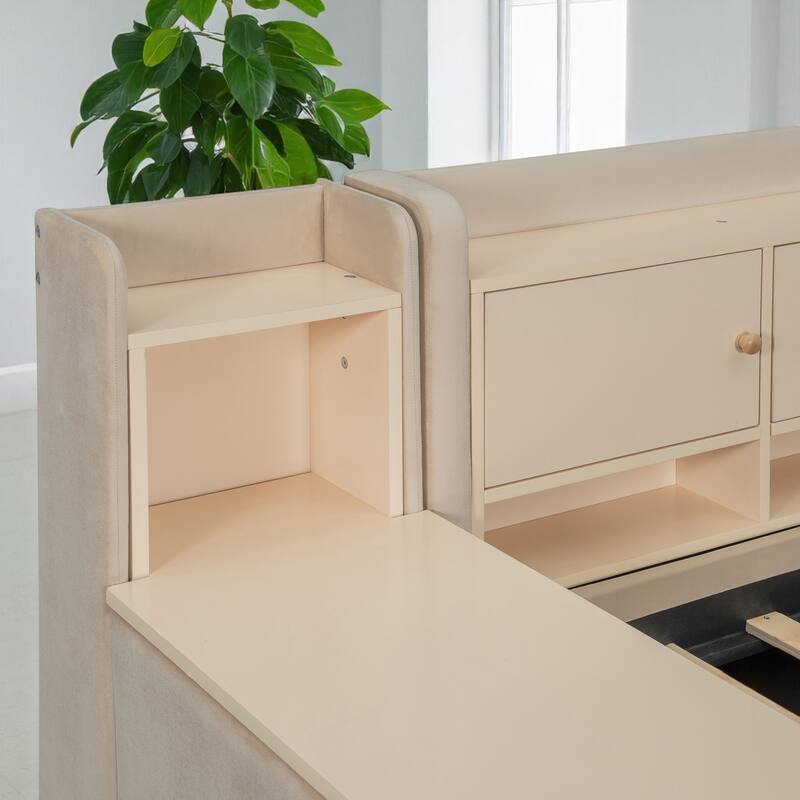 Multi-Functional Twin Daybed with Storage Drawers, Shelves, Flip Cabinets, and Side Table for Small Rooms