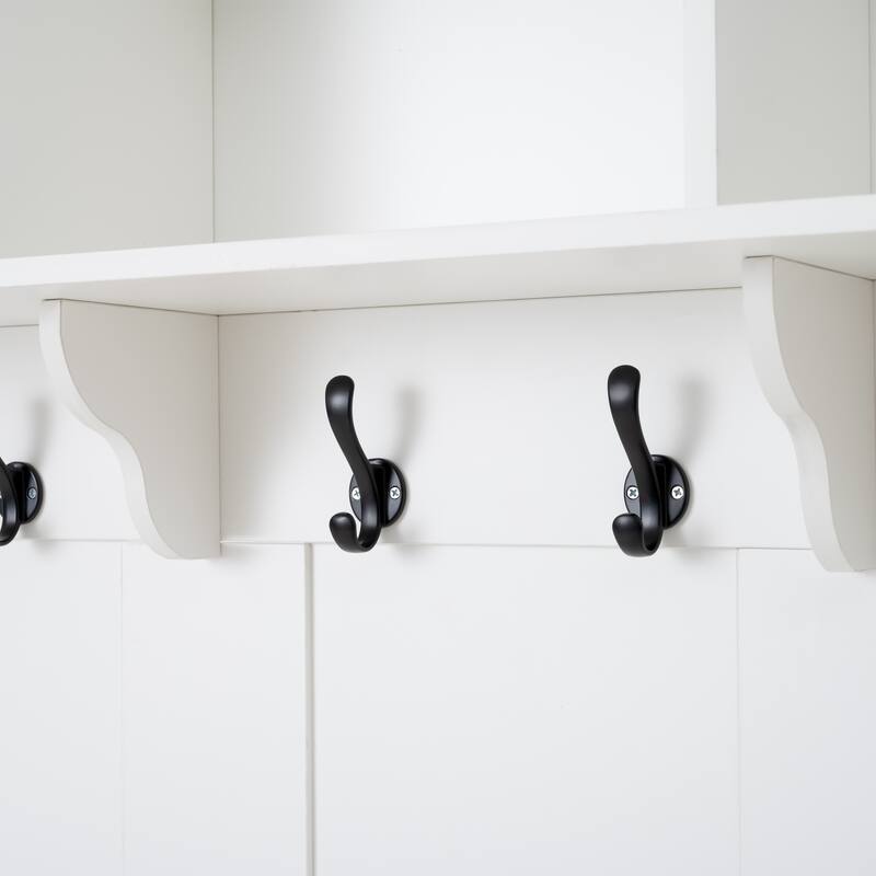 Country-Style Coat Rack Multi-Functional with 3 Cabinets and 3 Storage Coat Racks, Warm White