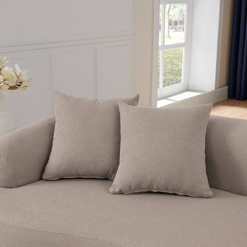 Roomfitters Curved Modular Sectional Sofa in Lamb's Wool Fabric, Modern Compressed Sofa No Assembly, Cozy for Living Room