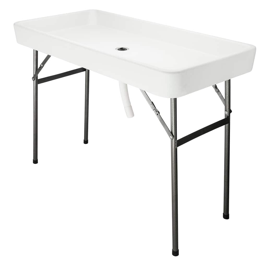 4 Ft. Party Folding Ice Table with Matching Skirt White