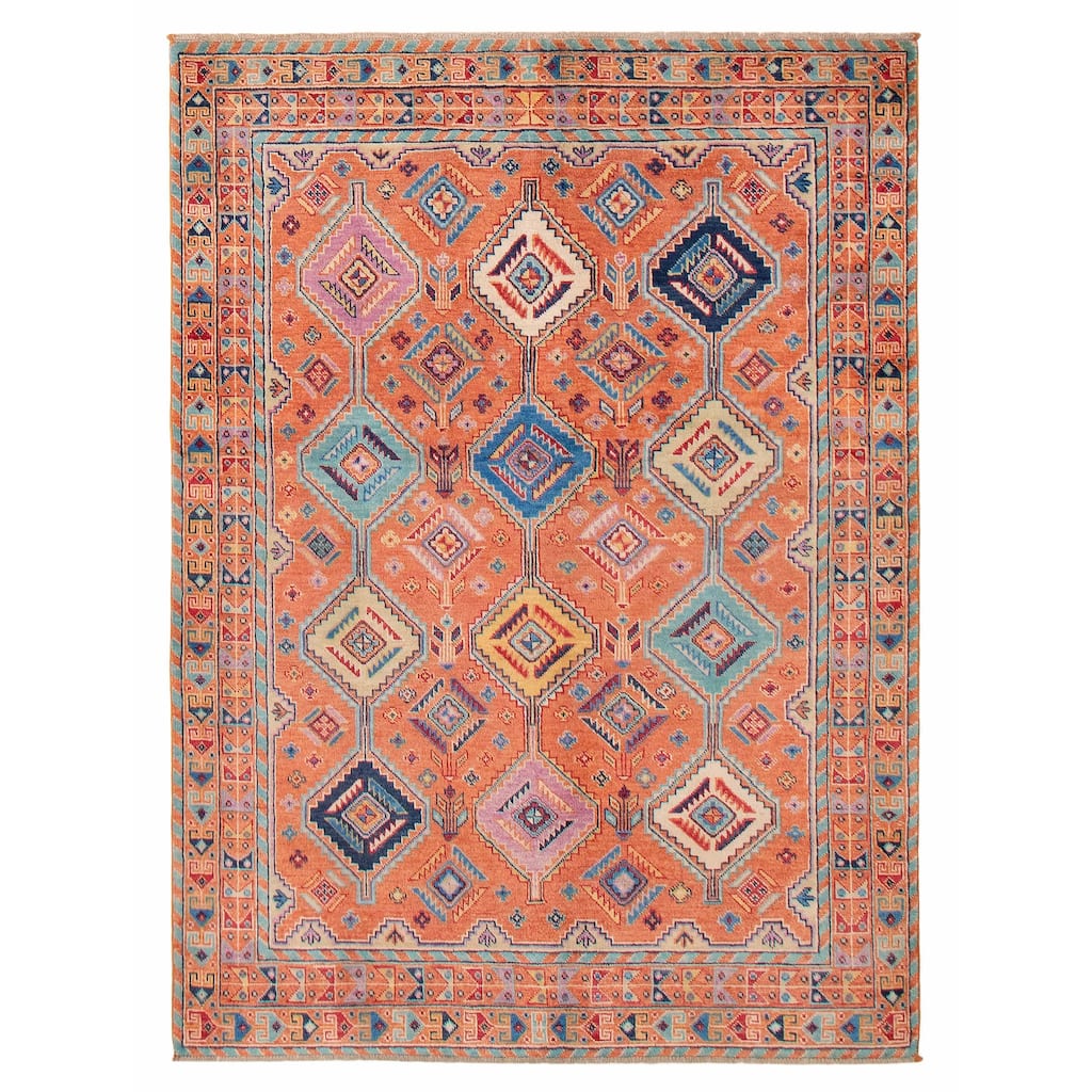 ECARPETGALLERY Hand-knotted Uzbek Ghazni Copper Wool Rug - 4'11 x 6'6