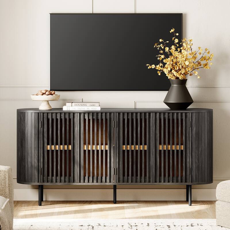 WAMPAT 66" Sideboard Buffet Cabinet, Fluted Accent Storage Cabinet