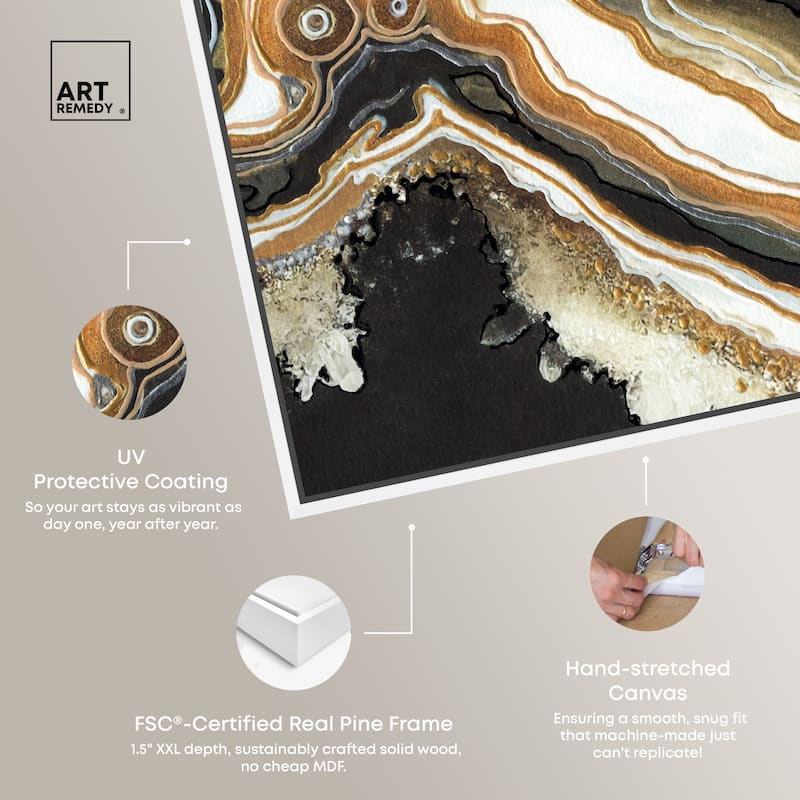 Art Remedy Black And Gold Ii Framed Mineral, Agate & Geode 1 Piece Canvas Wall Art