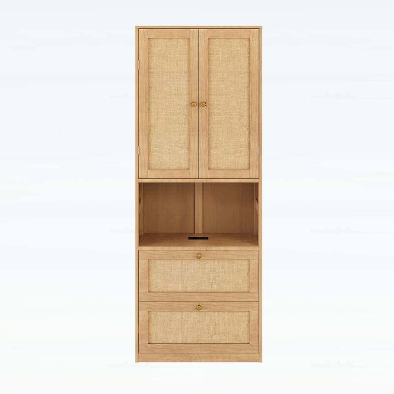 2 Doors Storage Cabinet with USB Port and 3 Drawers,for Home Storage and Decor