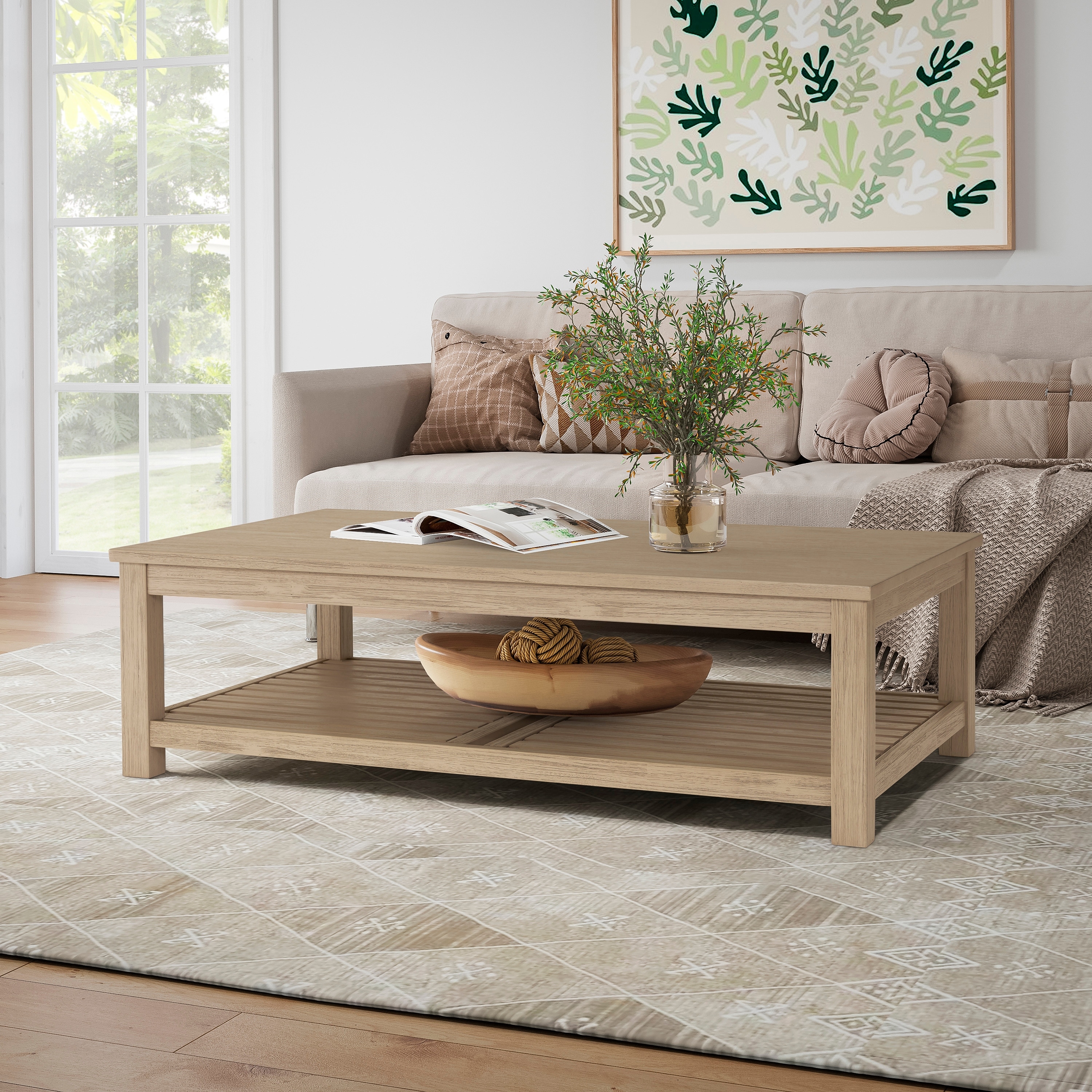 Renwil Core Acacia Wood Coffee Table, White - Overstock