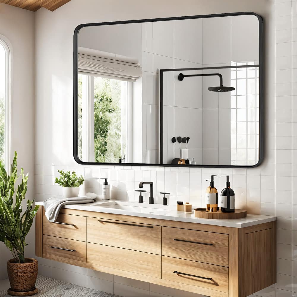 Bathroom Mirrors for Over Sink Wall, Matte Large Mirror, Decorative for Restroom, Farmhouse, Horizontally or Vertically Hanging