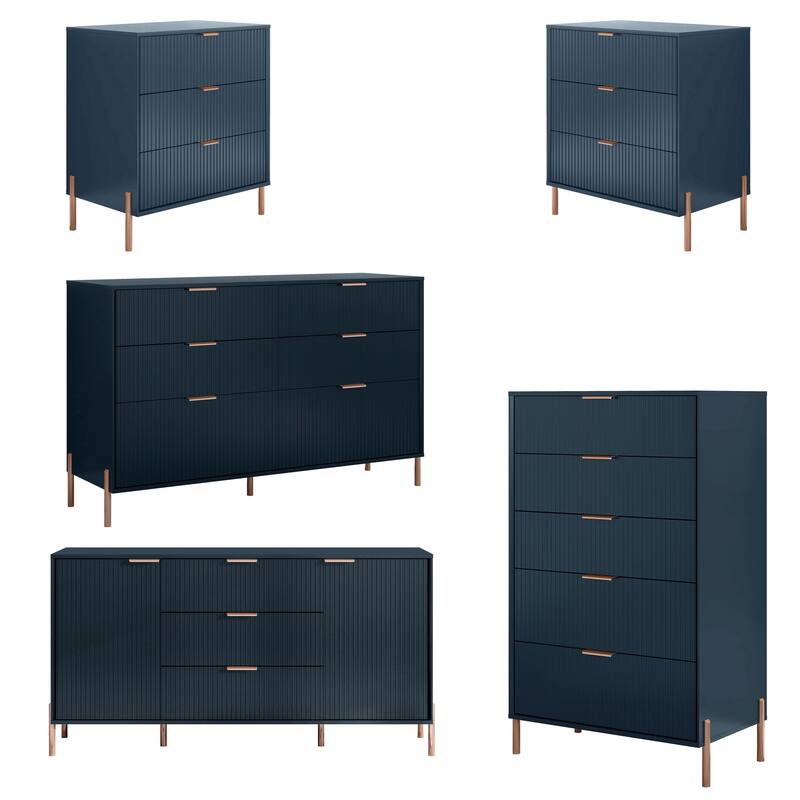 5 Piece Bedroom Set - Navy