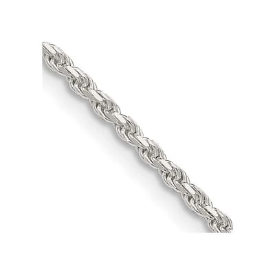 Curata 925 Sterling Silver Unisex 1.75mm Diamond Cut Rope Chain Necklace