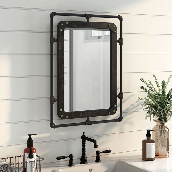 DH BASIC Frederick Industrial Pipe Metal and Bolted Wood Frame