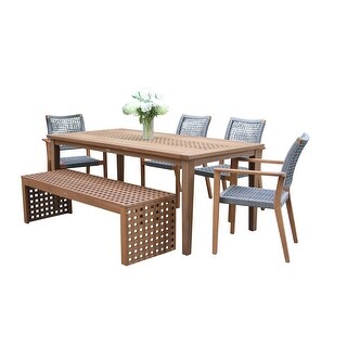 Checkerboard Rope Eilaf 6-Piece Checkerboard Dining Set With Rope Chairs - Bed Bath ...