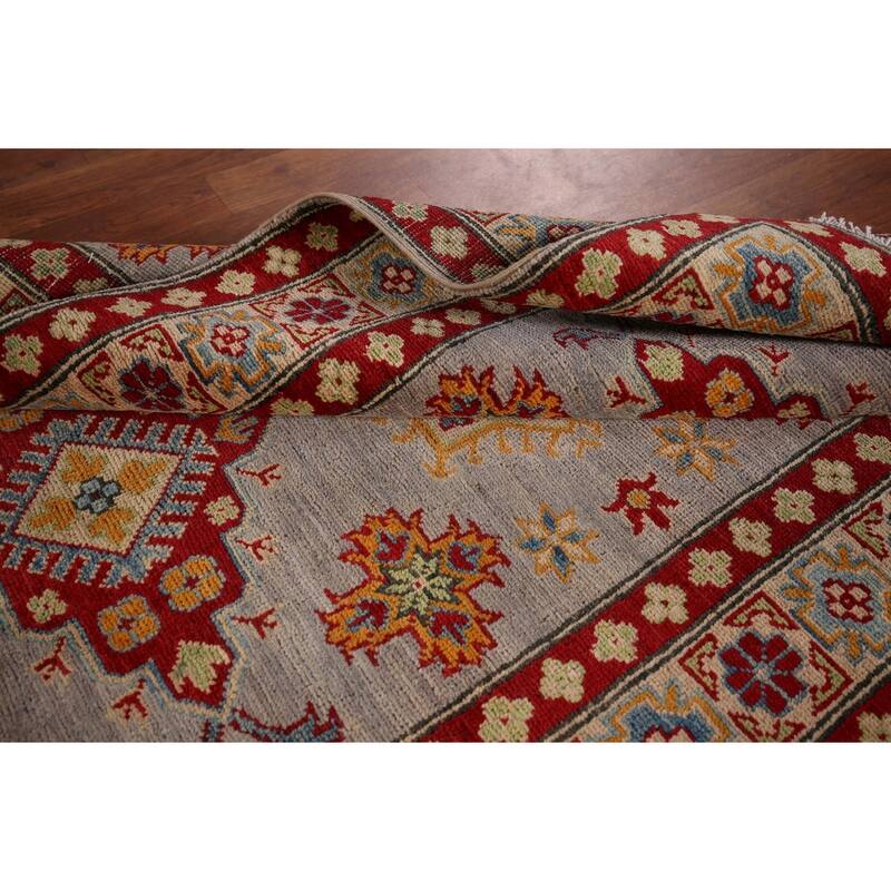 Gray Kazak Oriental Accent Rug Hand-Knotted Wool Carpet - 3'6" x 5'0"
