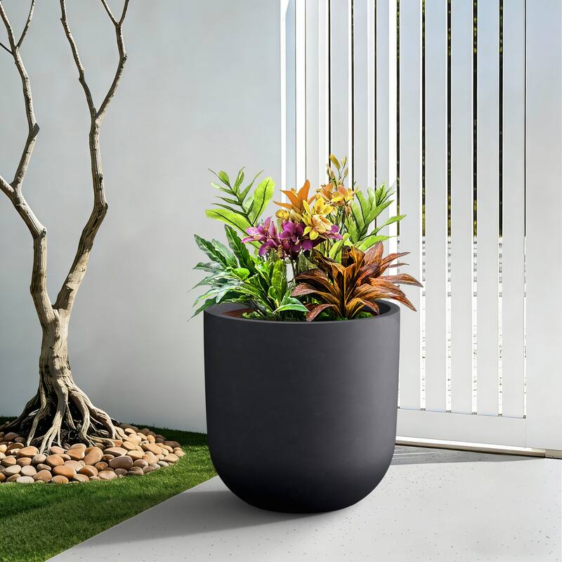 Upgraded Interior Concrete Round Planter with Drainage Holes