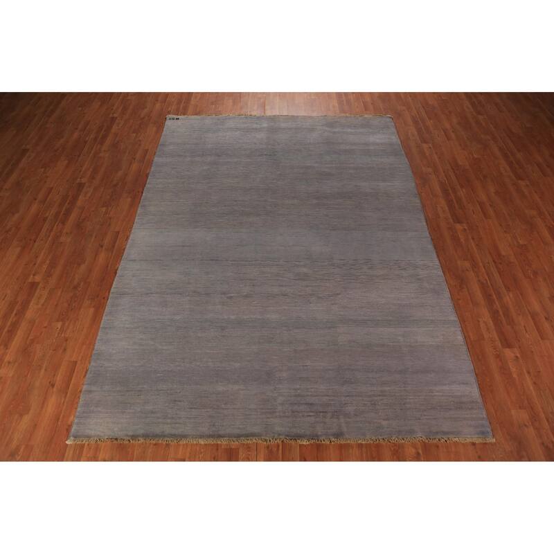 Modern Gray Gabbeh Oriental Area Rug Hand-Knotted Wool Carpet - 7'0" x 9'7"