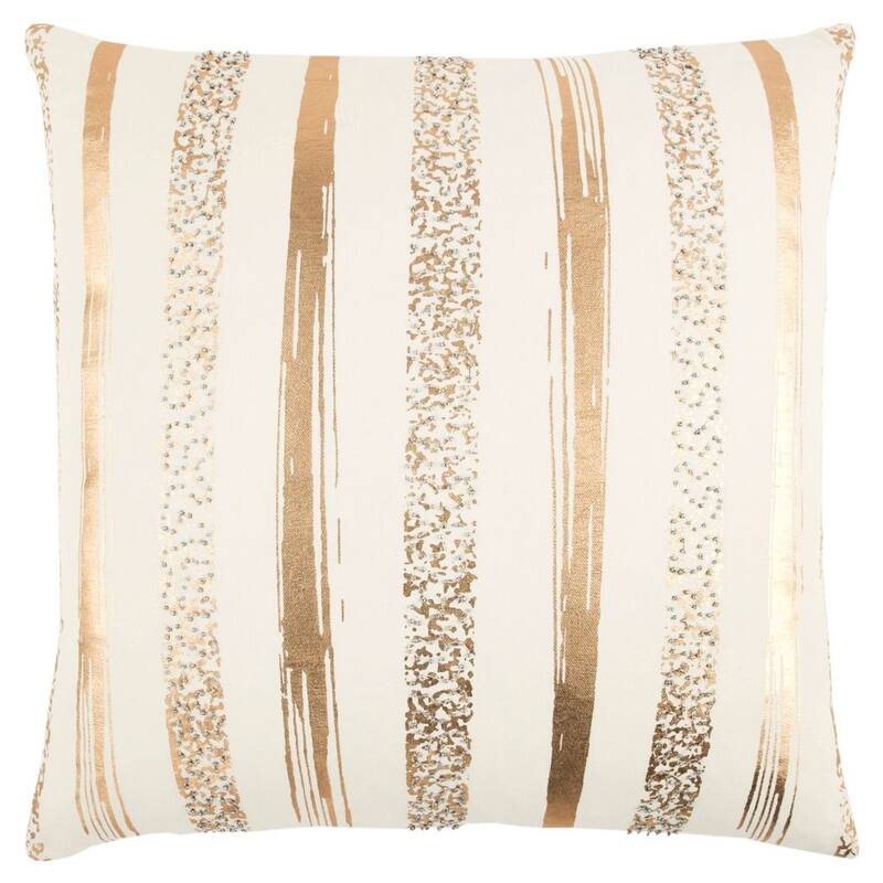 Rizzy Home Silver and Gold Striped Throw Pillow