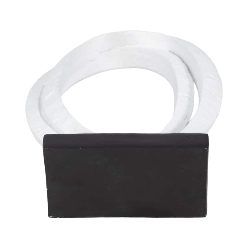 Sagebrook Home Polyresin 11-Inch Oval Loops Sculpture in White with Volcano Texture - 7" x 3" x 11"
