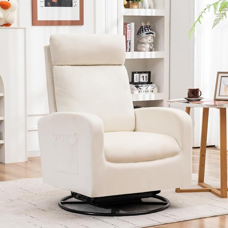 HOMYKA Swivel Glider Rocker Accent Chair for Nursery with Side Pocket
