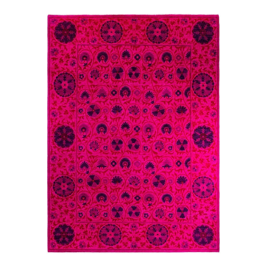 Overdyed, One-of-a-Kind Hand-Knotted Area Rug - Pink - 9' 2" x 12' 7"