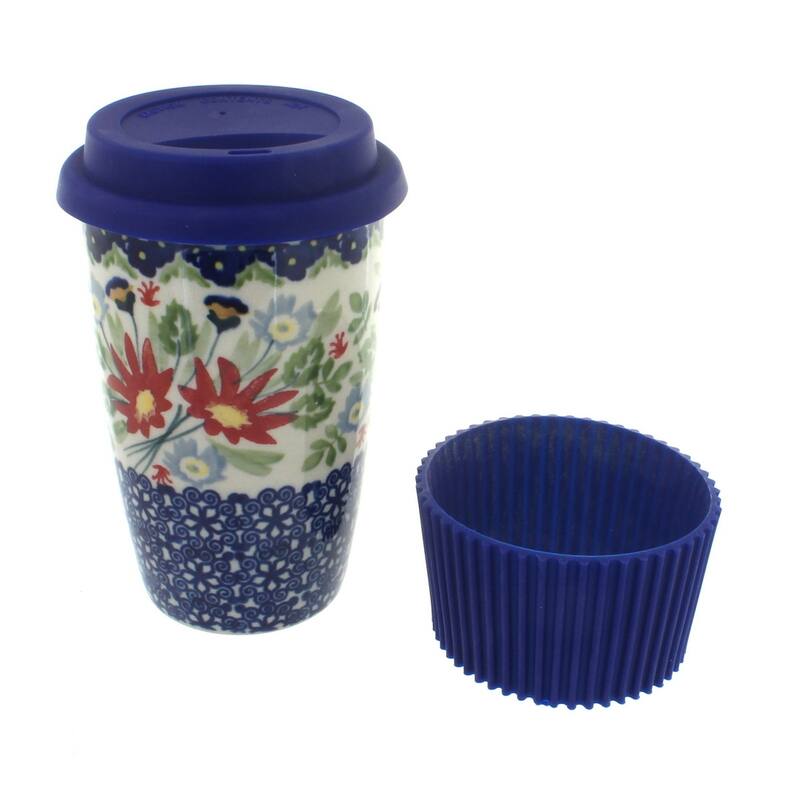 Blue Rose Polish Pottery K115 Manufaktura Travel Mug - Jungle Bouquet