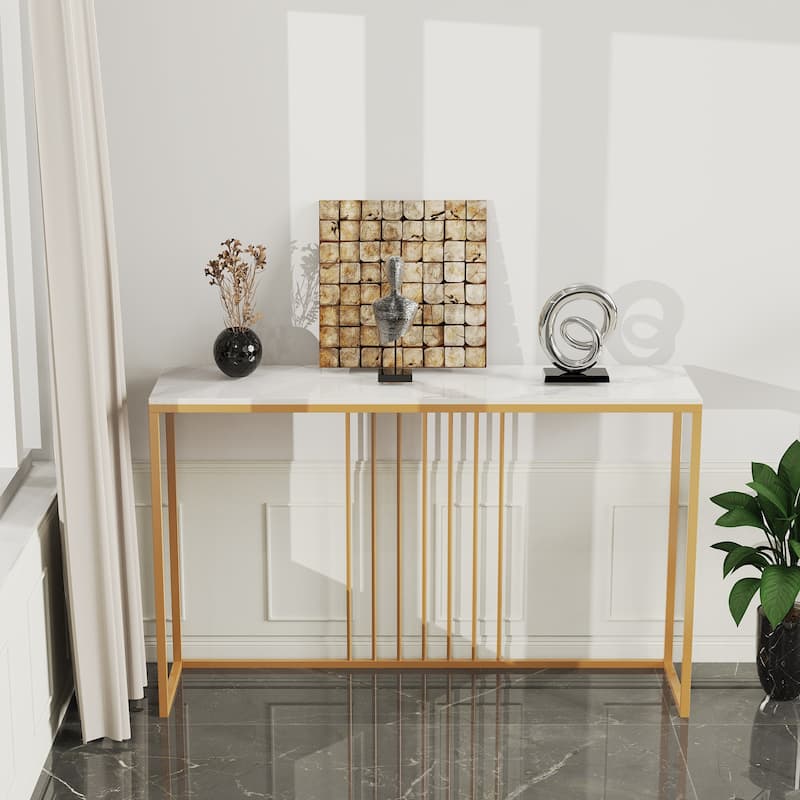 47" Long Narrow Console Tables Sintered Stone for Entryway Sofa Table - L 47" x W 12" x H 31"