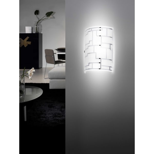 Eglo Bayman Chrome Wall Light with White Decor Glass