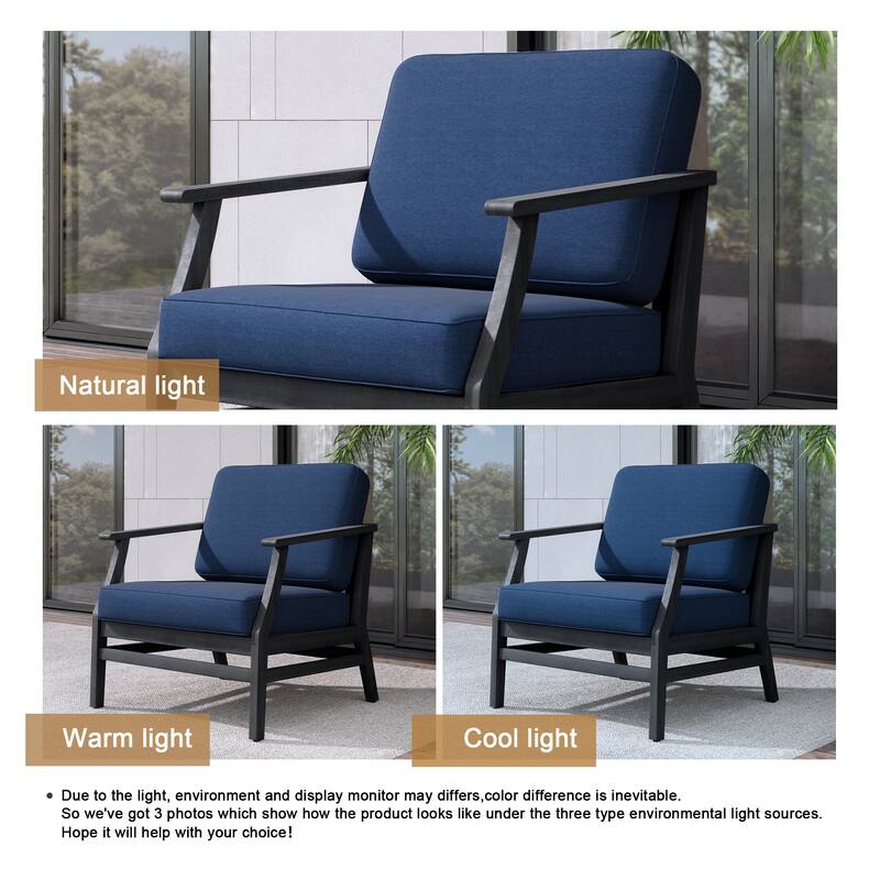 Teak Outdoor Patio Club Chairs Loveseat with Cushions