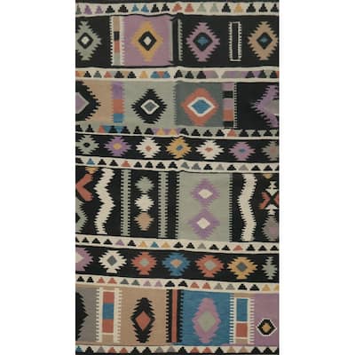 Hand Woven Oriental 100% Wool Carpet Southwestern Tribal Multi-Colored Kilim Area Rug - 8' 0'' X 4' 10''