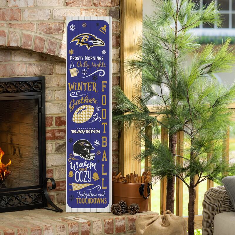 47" Double Sided Seasonal Porch Leaner, Baltimore Ravens - 47" x 11.25" - Winter