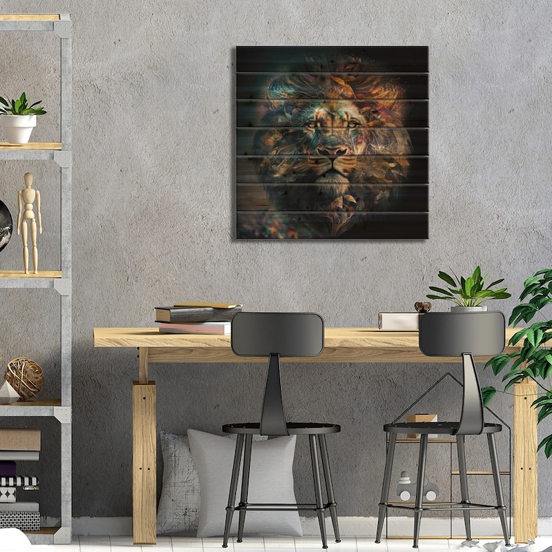 All Encompassing, Lion Print On Wood by Spacescapes - Multi-Color