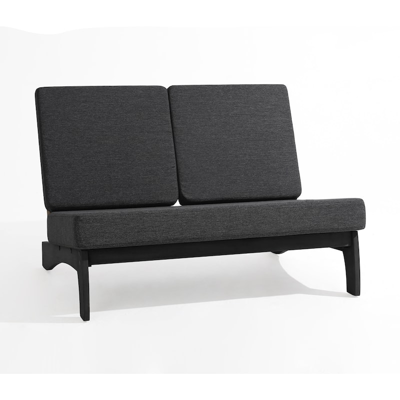 4Piece Wood Outdoor Loveseat Chair Conversation Set with Table Cushion