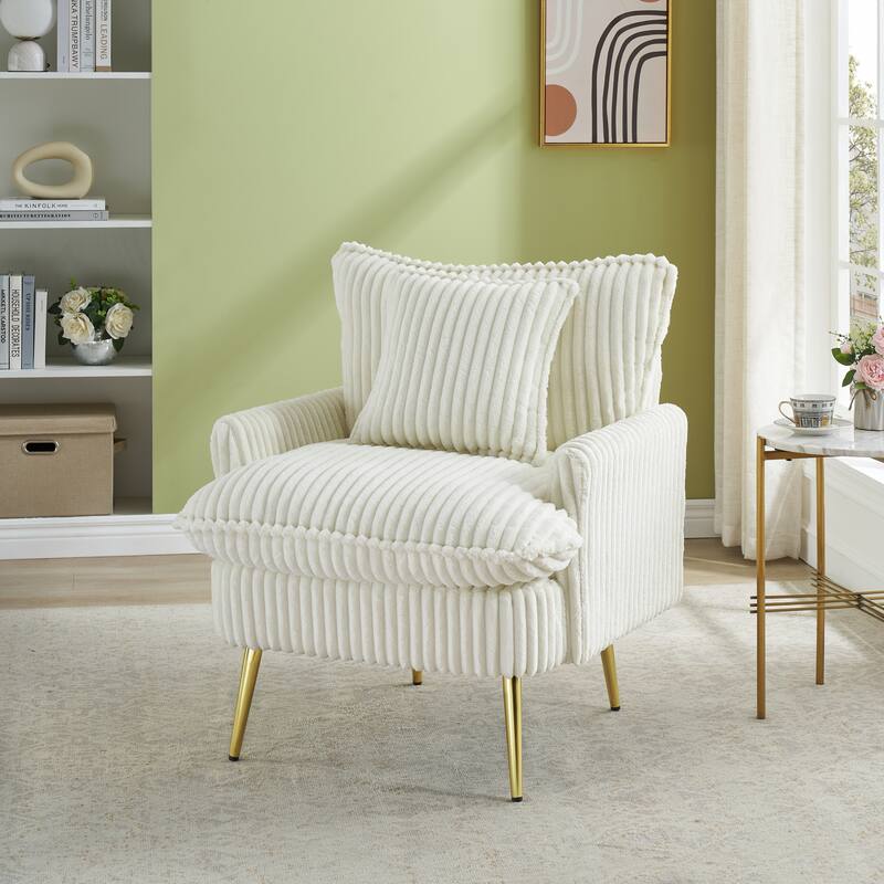 30.31 Inch Single Chair Fashion Sofa, Green Sofa, Coarse Corduroy Fabric, Soft And Comfortable