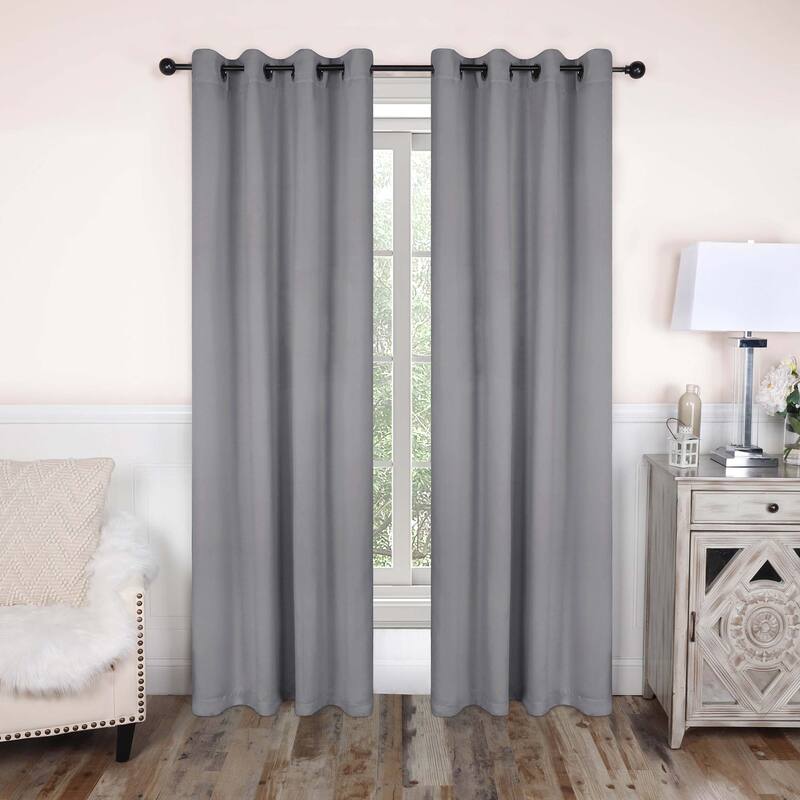 Superior Solid Machine Washable Room Darkening Grommet Curtains, Set of 2