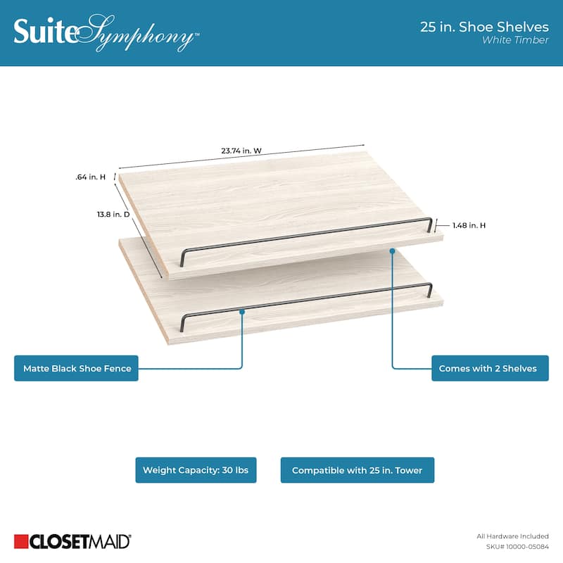 ClosetMaid SuiteSymphony 25-inch Wide Angled Shoe Shelves (Set of 2)