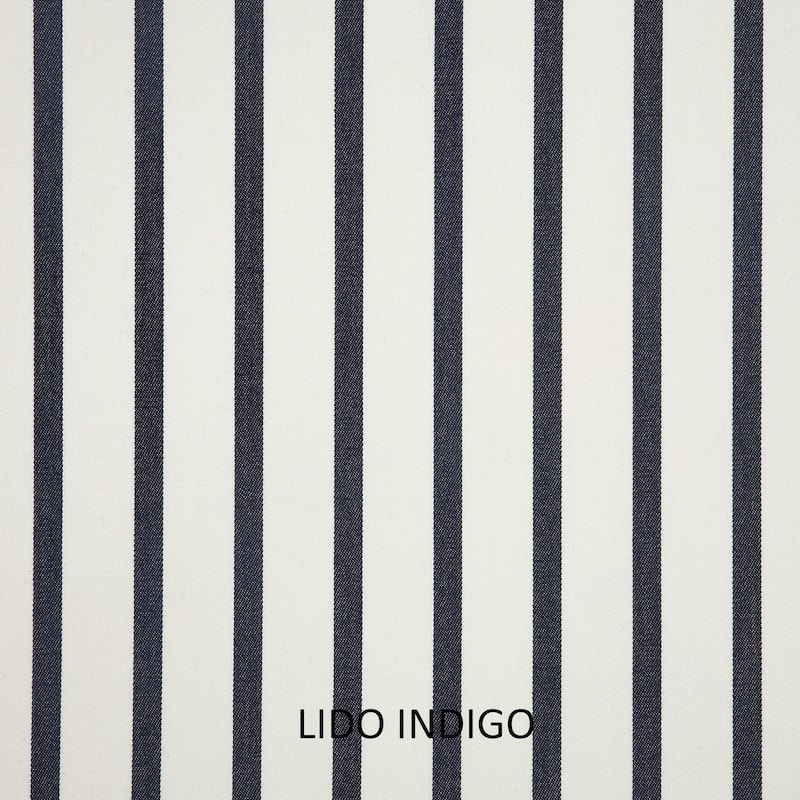Sunbrella Lido Indigo and Amande Fringe Indoor/ Outdoor Pillow - 18 in L x 18 in W