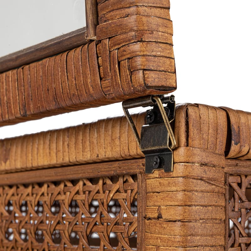 Woven Wood and Rattan Display Boxes with Glass Lids