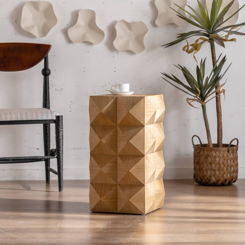 Three-dimensional Embossed Side Table - Brown